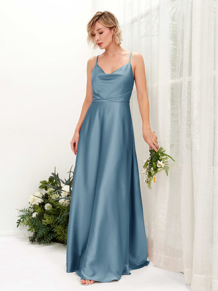 Carlyna Robe Trapèze Longueur Ras du Sol Col Bénitier Robes de Demoiselle d&