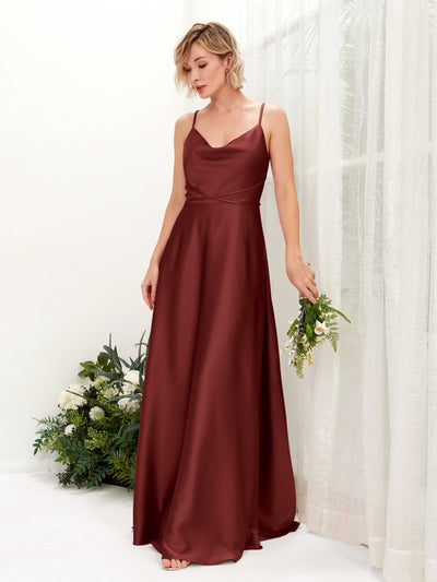 Carlyna Robe Trapèze Longueur Ras du Sol Col Bénitier Robes de Demoiselle d'honneur Bordeaux #couleur_bordeaux