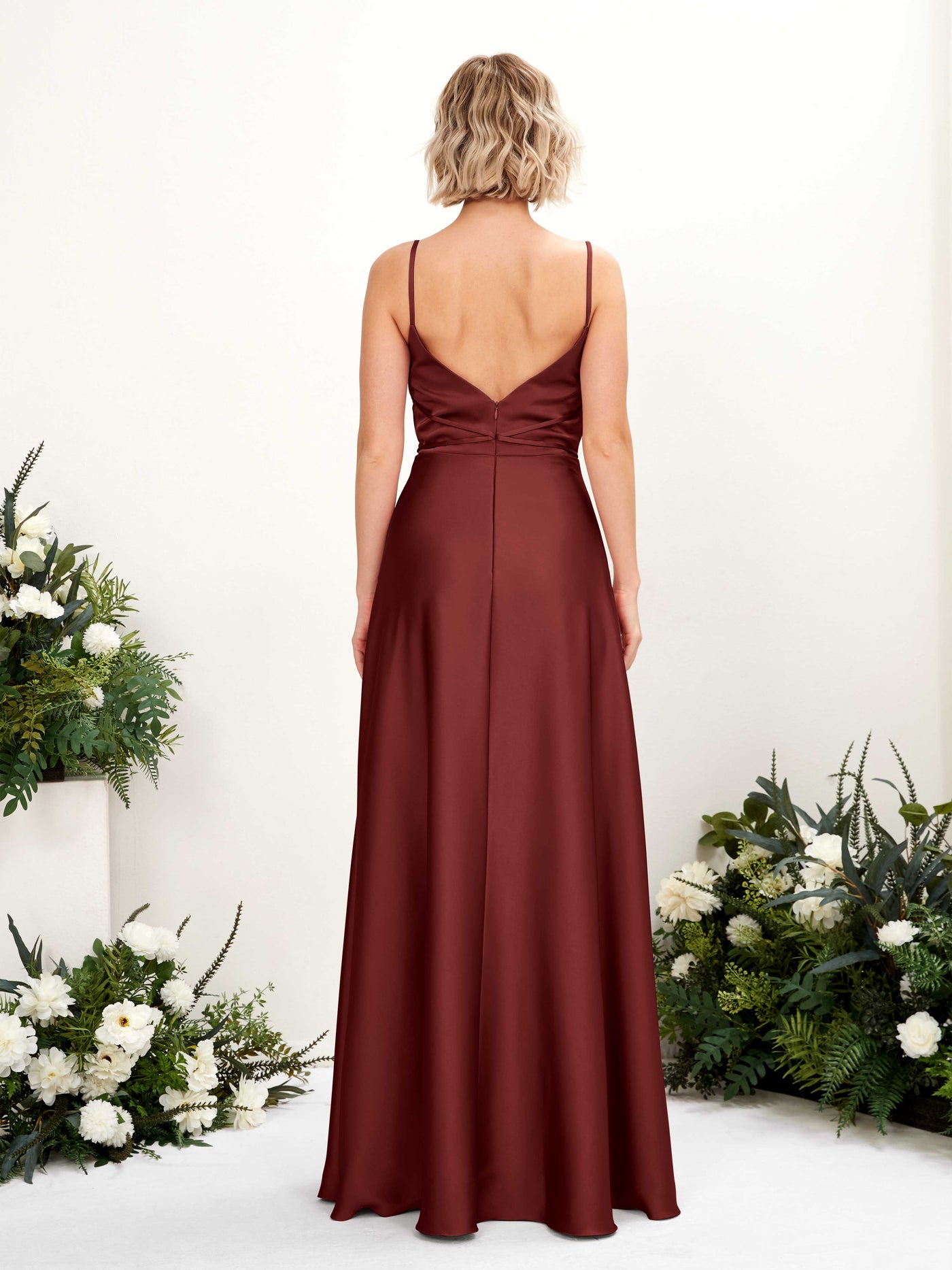 Carlyna Robe Trapèze Longueur Ras du Sol Col Bénitier Robes de Demoiselle d'honneur Bordeaux #couleur_bordeaux
