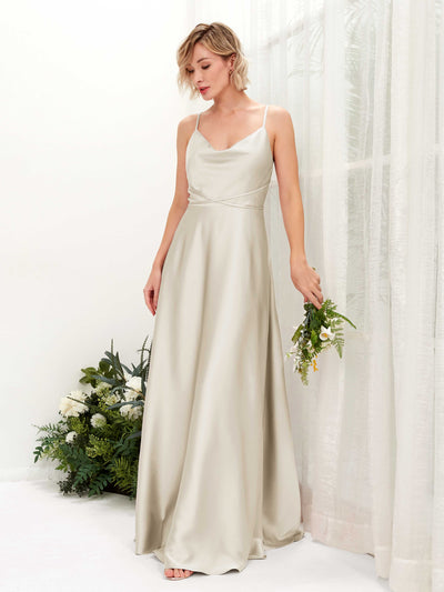 Carlyna Robe Trapèze Longueur Ras du Sol Col Bénitier Robes de Demoiselle d'honneur Champagne #couleur_champagne