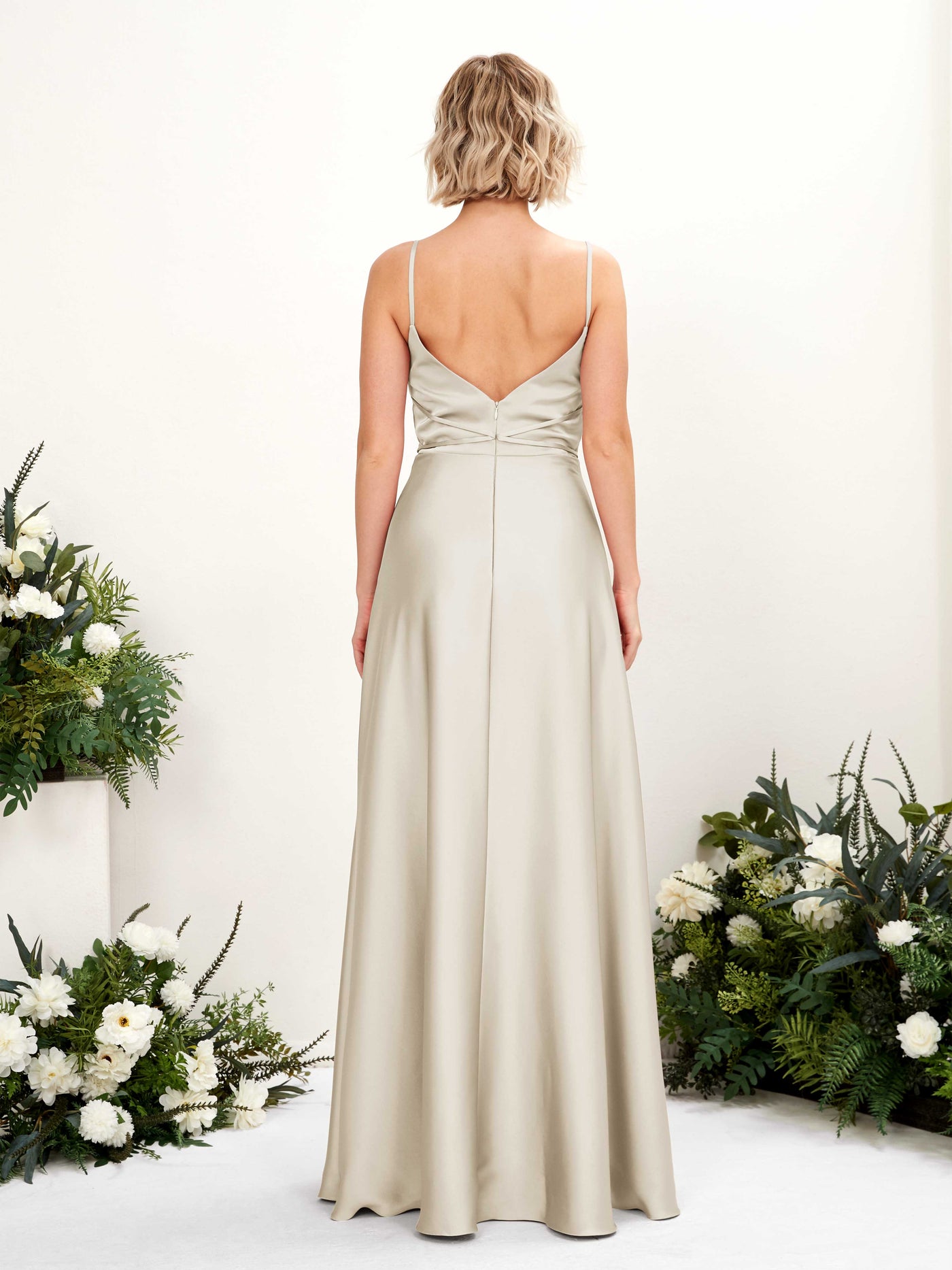 Carlyna Robe Trapèze Longueur Ras du Sol Col Bénitier Robes de Demoiselle d'honneur Champagne #couleur_champagne