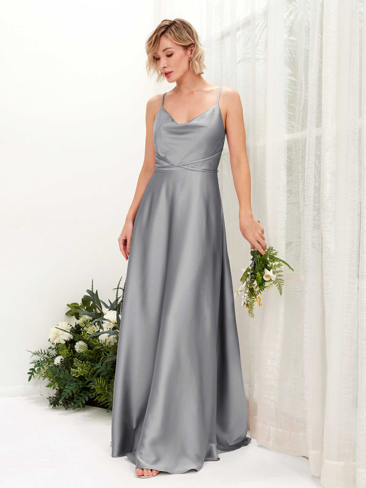 Carlyna Robe Trapèze Longueur Ras du Sol Col Bénitier Robes de Demoiselle d&