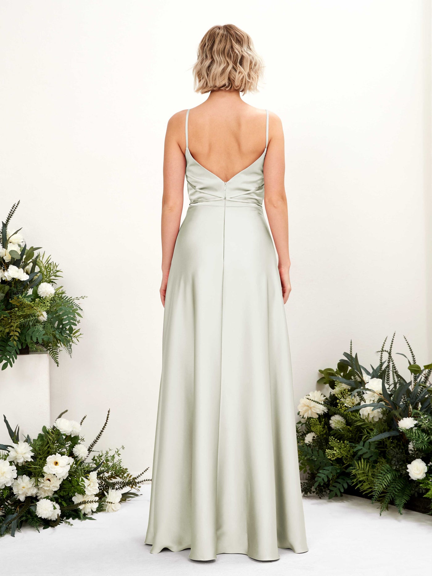 Carlyna Robe Trapèze Longueur Ras du Sol Col Bénitier Robes de Demoiselle d'honneur Ivoire #couleur_ivoire