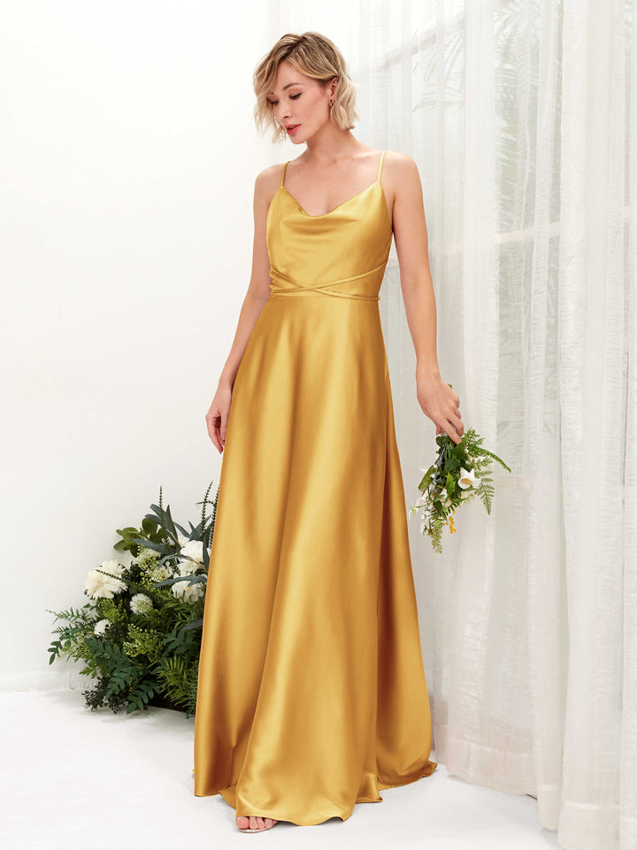 Carlyna Robe Trapèze Longueur Ras du Sol Col Bénitier Robes de Demoiselle d&