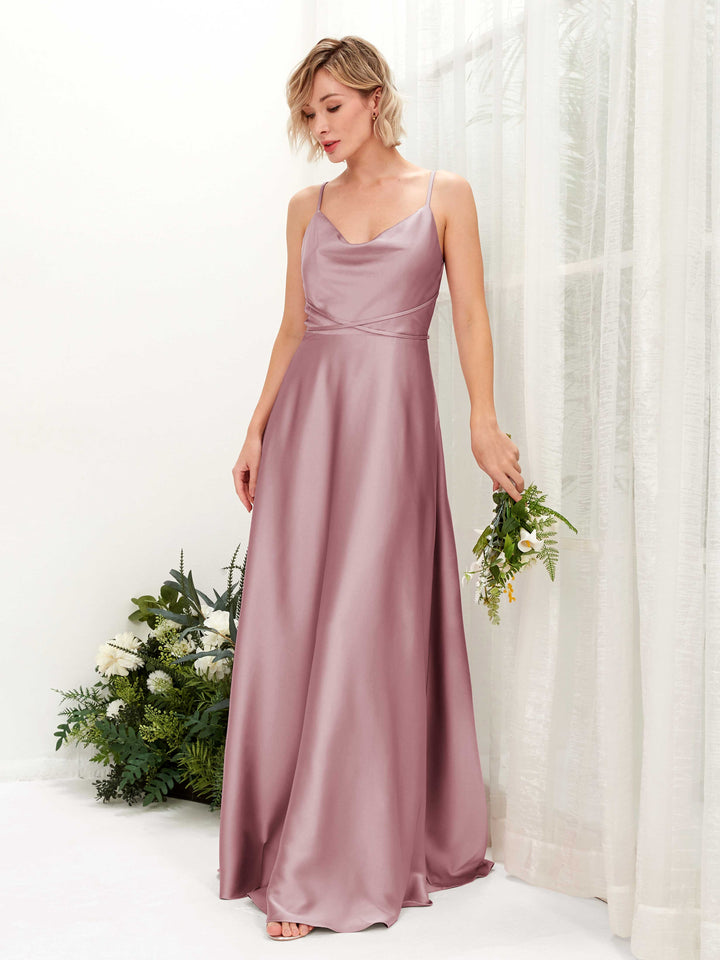 Carlyna Robe Trapèze Longueur Ras du Sol Col Bénitier Robes de Demoiselle d&
