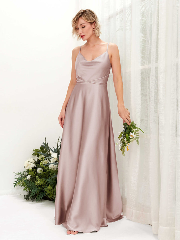 Carlyna Robe Trapèze Longueur Ras du Sol Col Bénitier Robes de Demoiselle d&