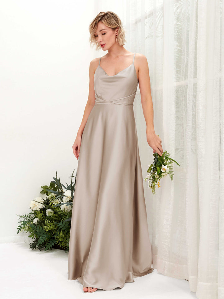 Carlyna Robe Trapèze Longueur Ras du Sol Col Bénitier Robes de Demoiselle d&