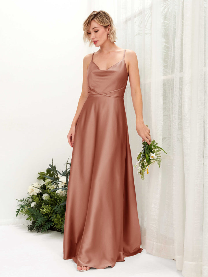 Carlyna Robe Trapèze Longueur Ras du Sol Col Bénitier Robes de Demoiselle d&
