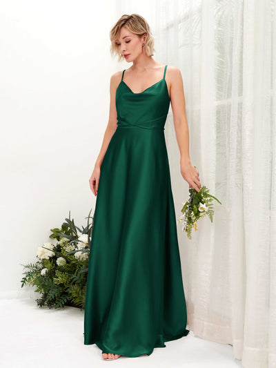 Carlyna Robe Trapèze Longueur Ras du Sol Col Bénitier Robes de Demoiselle d'honneur Vert Chasseur #couleur_vert-chasseur