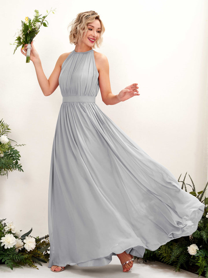 Carlyna Robe Trapèze Longueur ras du sol Col rond Mousseline Robes de demoiselle d&