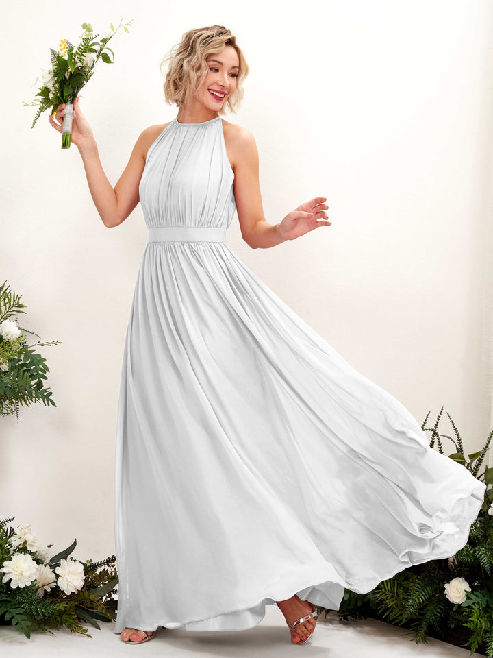 Carlyna Robe Trapèze Longueur ras du sol Col rond Mousseline Robes de demoiselle d&