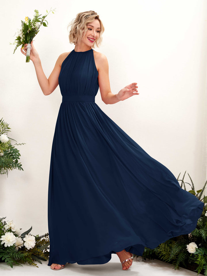 Carlyna Robe Trapèze Longueur ras du sol Col rond Mousseline Robes de demoiselle d&