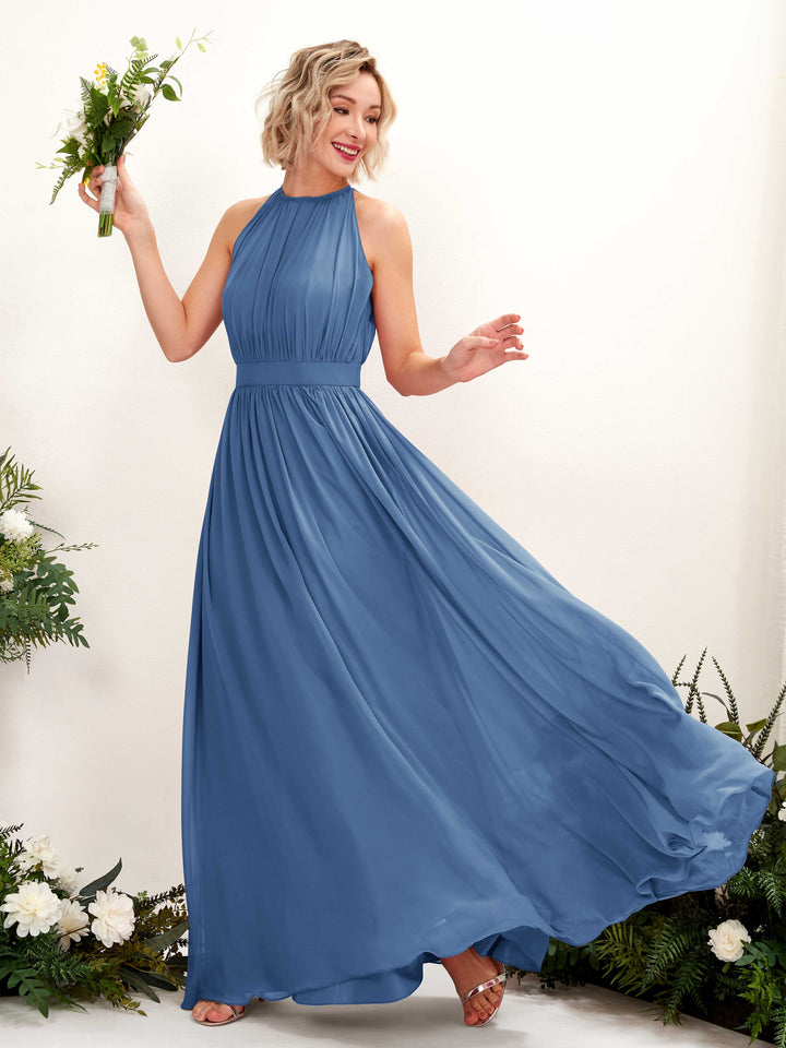 Carlyna Robe Trapèze Longueur ras du sol Col rond Mousseline Robes de demoiselle d&
