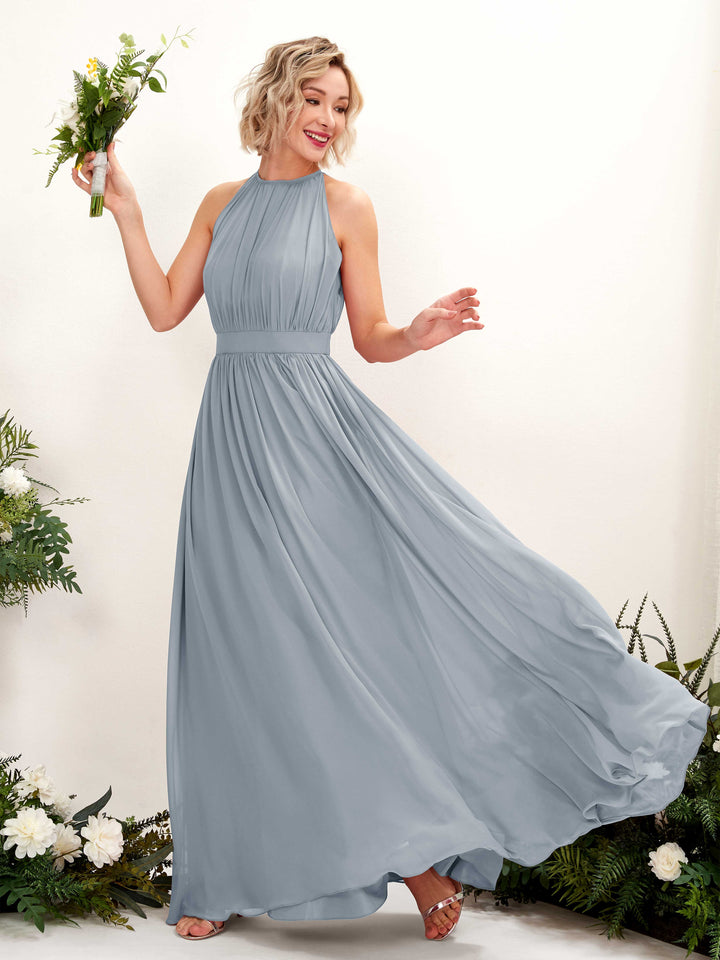 Carlyna Robe Trapèze Longueur ras du sol Col rond Mousseline Robes de demoiselle d&