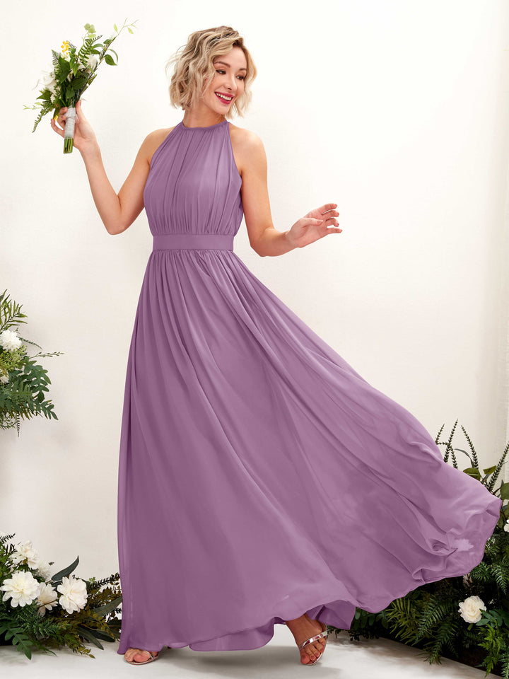 Carlyna Robe Trapèze Longueur ras du sol Col rond Mousseline Robes de demoiselle d&