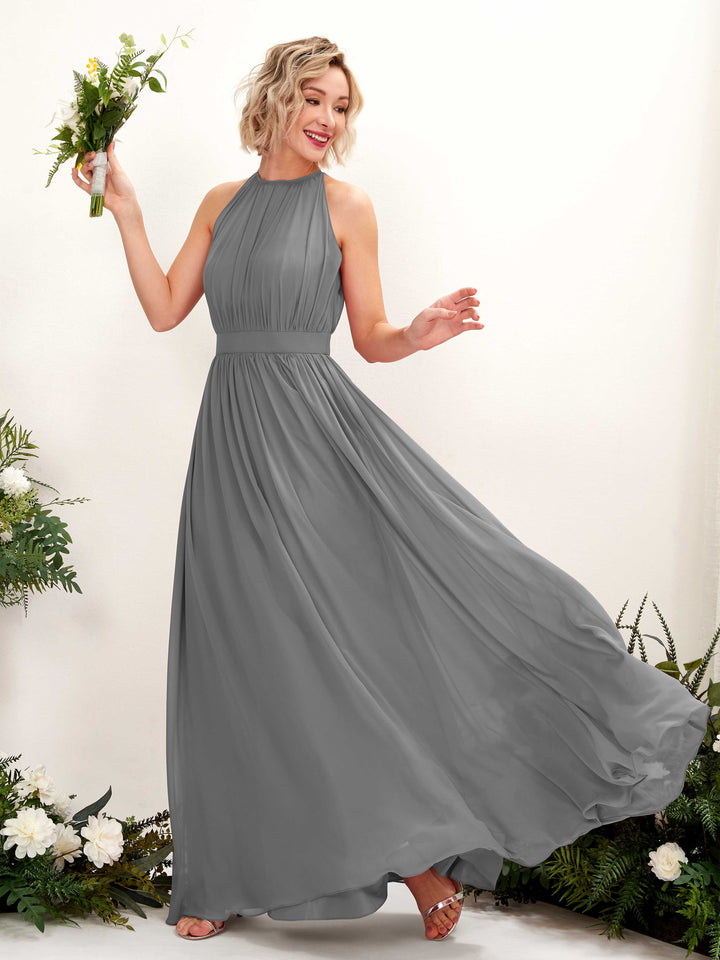 Carlyna Robe Trapèze Longueur ras du sol Col rond Mousseline Robes de demoiselle d&