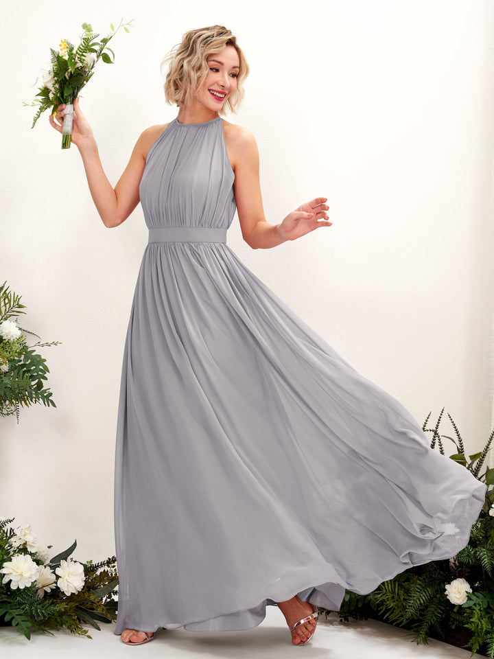 Carlyna Robe Trapèze Longueur ras du sol Col rond Mousseline Robes de demoiselle d&