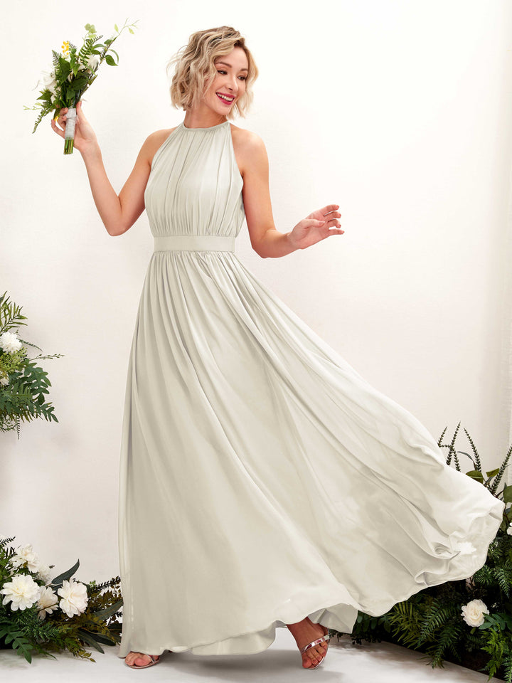 Carlyna Robe Trapèze Longueur ras du sol Col rond Mousseline Robes de demoiselle d&