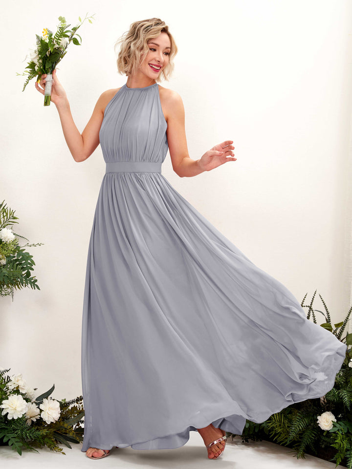 Carlyna Robe Trapèze Longueur ras du sol Col rond Mousseline Robes de demoiselle d&
