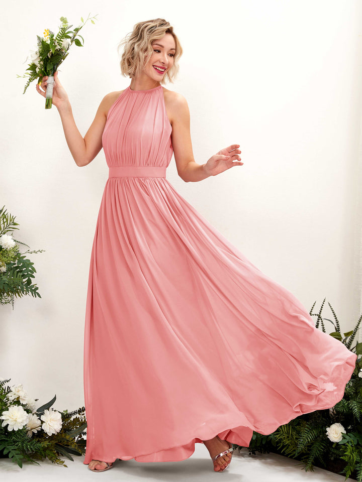 Carlyna Robe Trapèze Longueur ras du sol Col rond Mousseline Robes de demoiselle d&