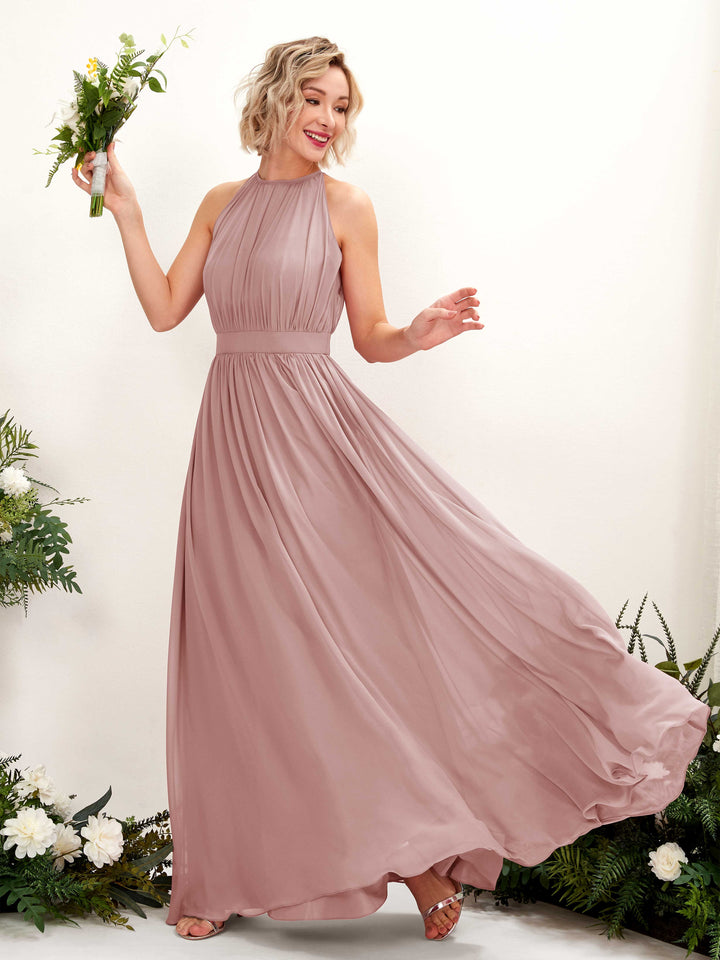 Carlyna Robe Trapèze Longueur ras du sol Col rond Mousseline Robes de demoiselle d&