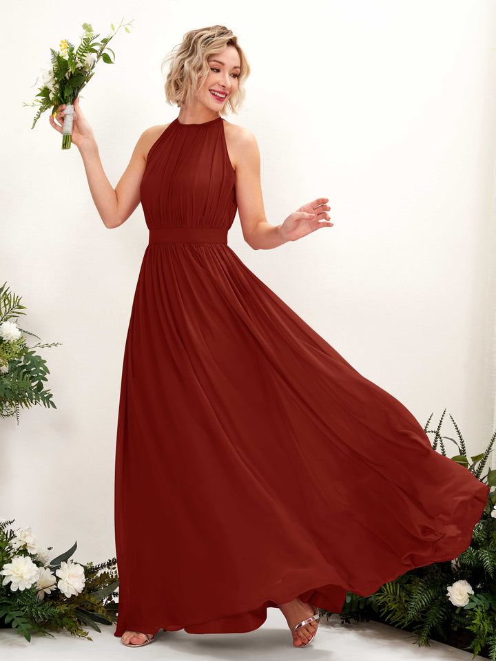 Carlyna Robe Trapèze Longueur ras du sol Col rond Mousseline Robes de demoiselle d&