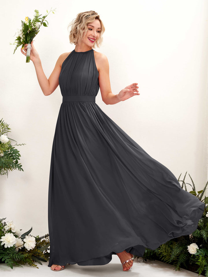 Carlyna Robe Trapèze Longueur ras du sol Col rond Mousseline Robes de demoiselle d&