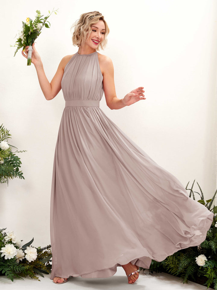 Carlyna Robe Trapèze Longueur ras du sol Col rond Mousseline Robes de demoiselle d&