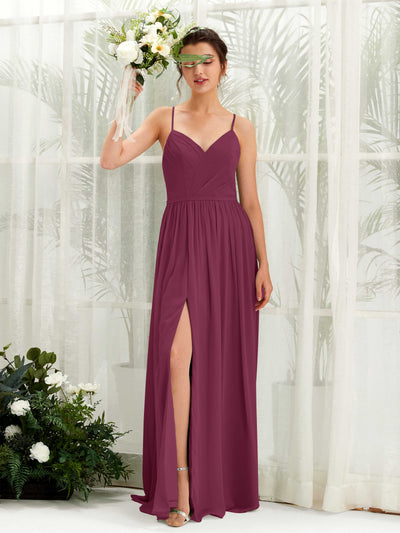 Carlyna Robe Trapèze Longueur ras du sol Col V Bretelles spaghetti Chianti #couleur_chianti