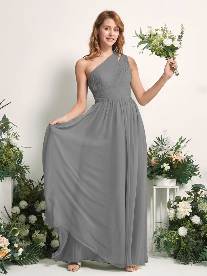 Carlyna Robe Trapèze Longueur ras du sol Décolleté Asymétrique Mousseline Demoiselle d&