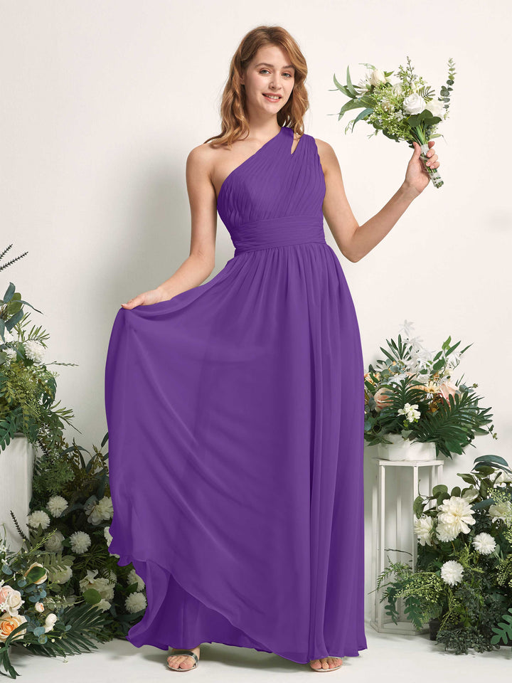 Carlyna Robe Trapèze Longueur ras du sol Décolleté Asymétrique Mousseline Demoiselle d&