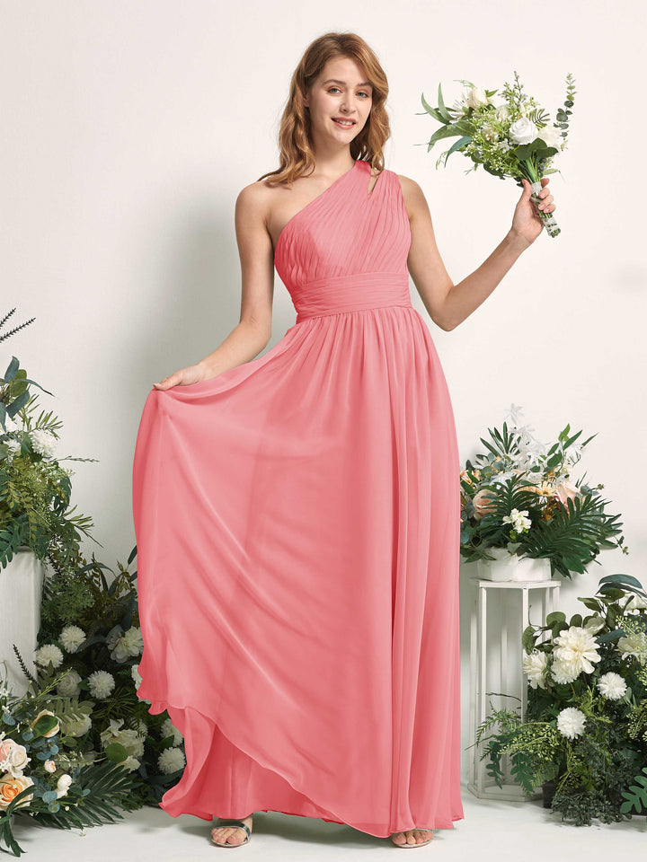 Carlyna Robe Trapèze Longueur ras du sol Décolleté Asymétrique Mousseline Demoiselle d&