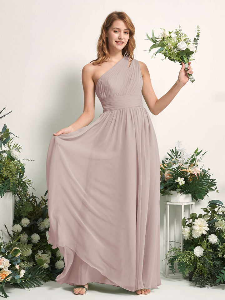 Carlyna Robe Trapèze Longueur ras du sol Décolleté Asymétrique Mousseline Demoiselle d&
