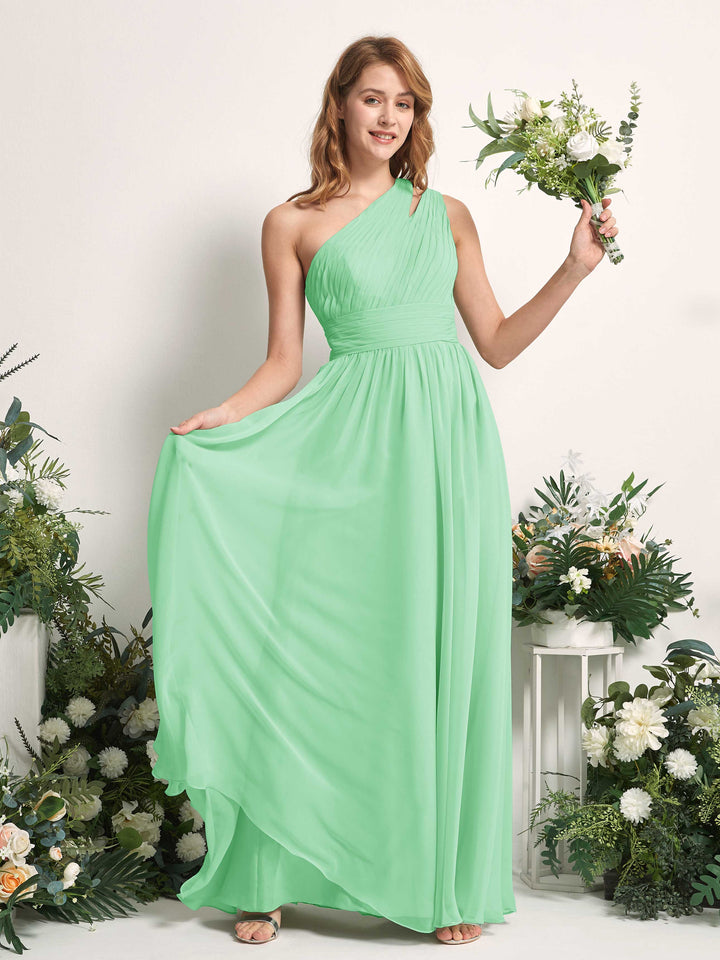 Carlyna Robe Trapèze Longueur ras du sol Décolleté Asymétrique Mousseline Demoiselle d&