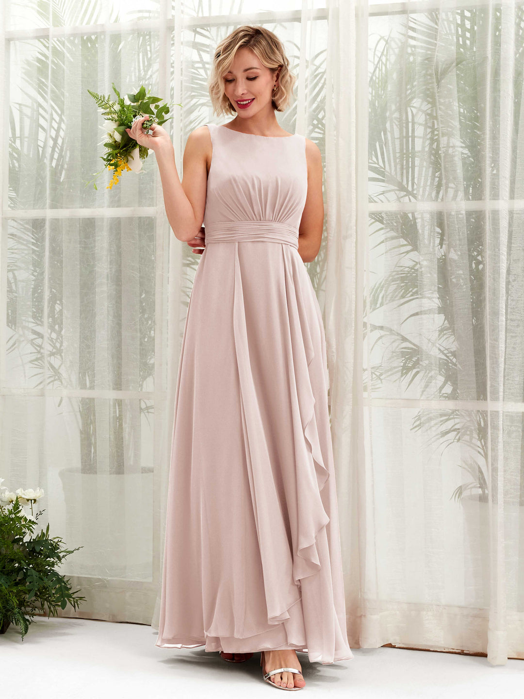 Carlyna Robe trapèze longueur ras du sol encolure bateau demoiselle d&