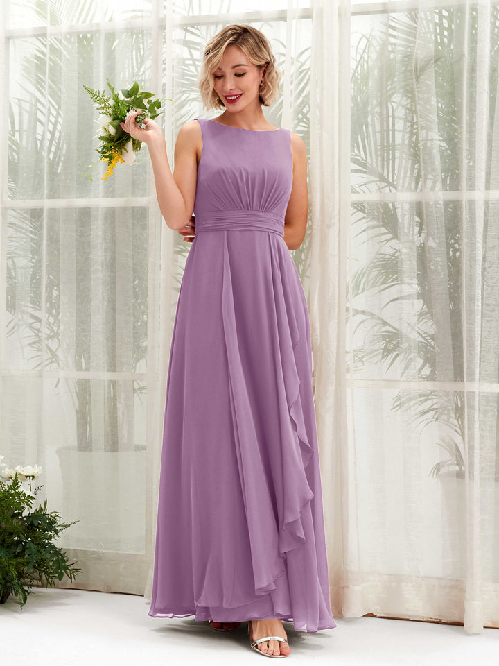 Carlyna Robe trapèze longueur ras du sol encolure bateau demoiselle d&