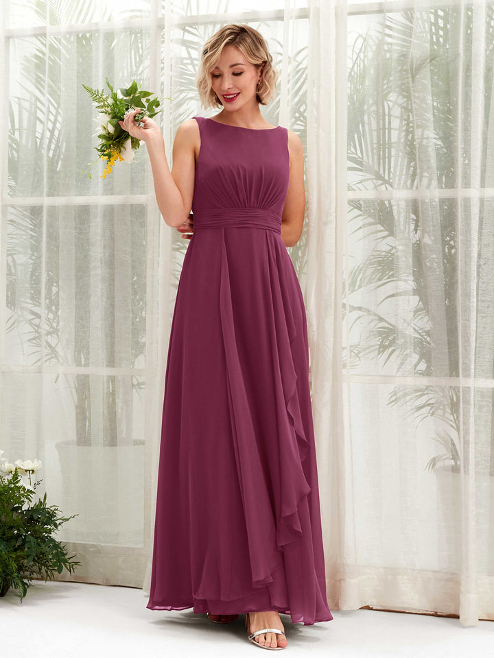Carlyna Robe trapèze longueur ras du sol encolure bateau demoiselle d&