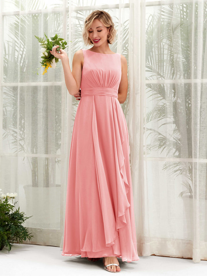 Carlyna Robe trapèze longueur ras du sol encolure bateau demoiselle d&