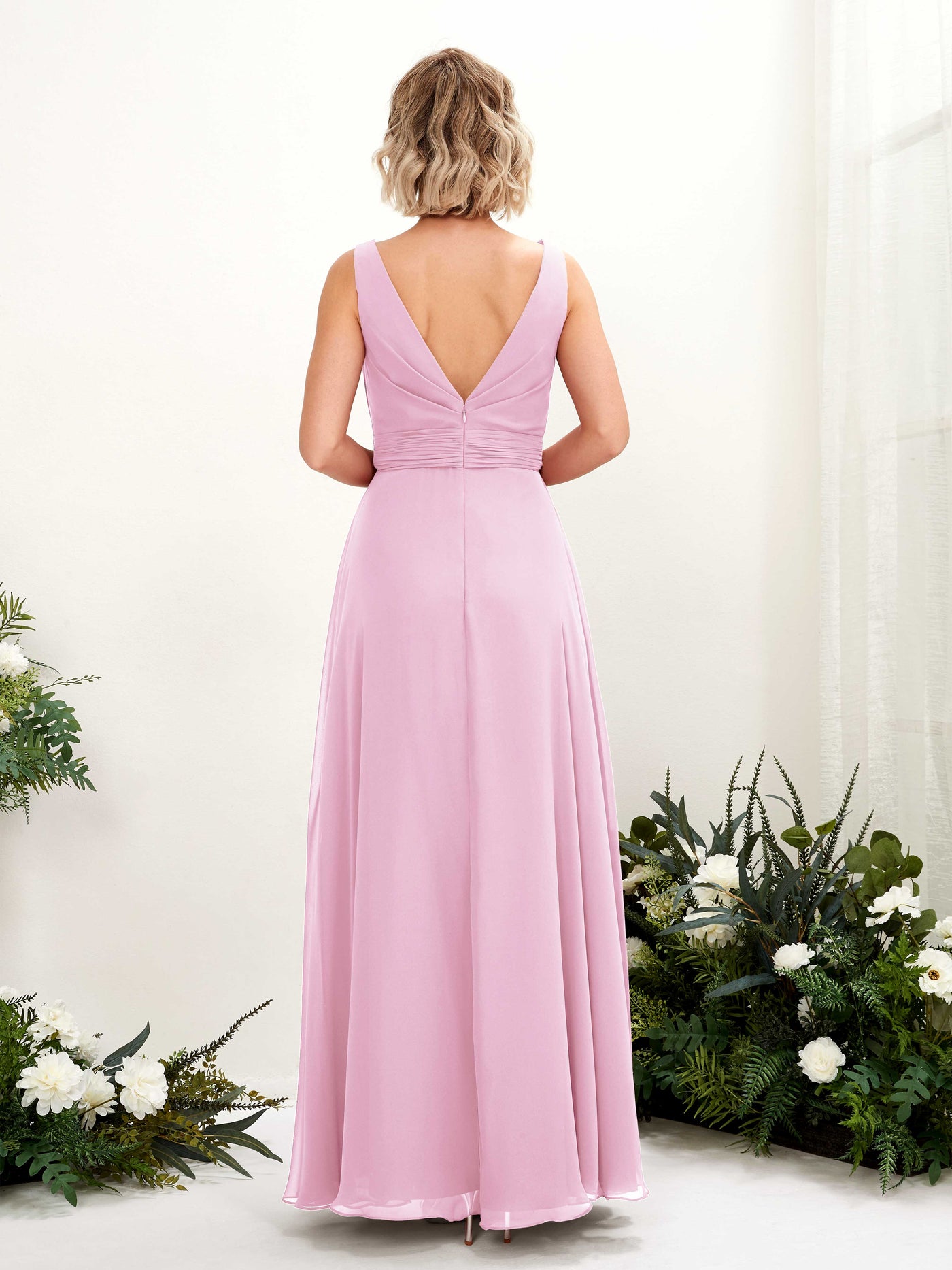 Carlyna Robe trapèze longueur ras du sol encolure bateau demoiselle d'honneur Rose Bonbon #couleur_rose-bonbon