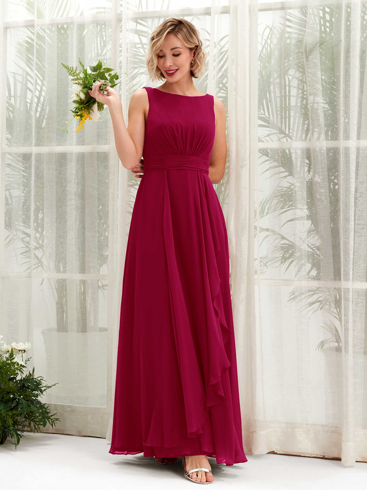 Carlyna Robe trapèze longueur ras du sol encolure bateau demoiselle d&