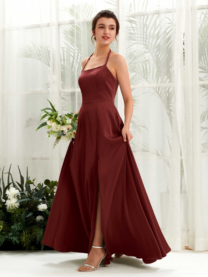 Carlyna Robe Trapèze Longueur ras du sol Satin Licou Demoiselle d&