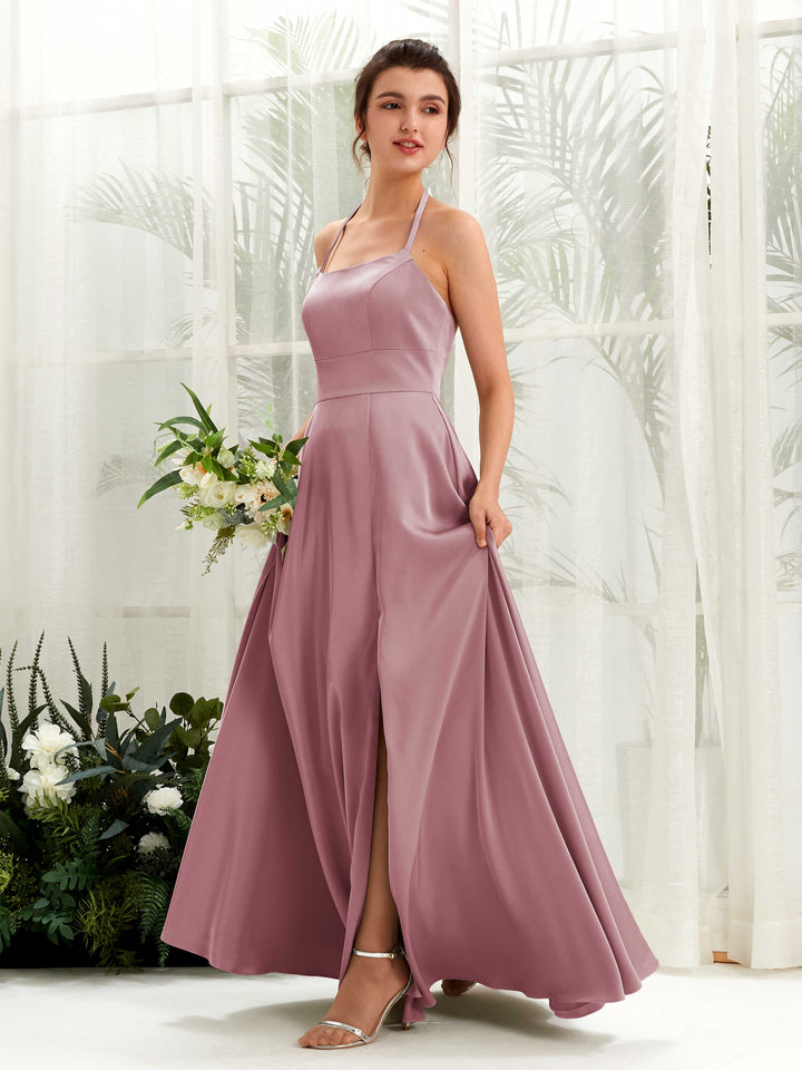 Carlyna Robe Trapèze Longueur ras du sol Satin Licou Demoiselle d&