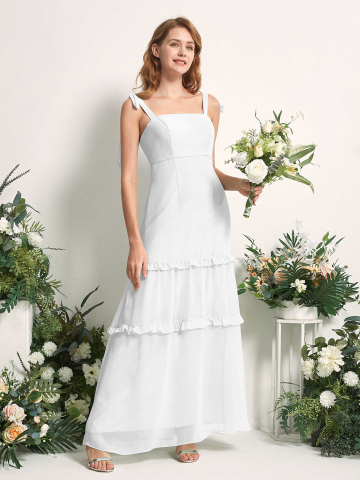 Carlyna Robe Trapèze Longueur Sol Col Droit Volants Mousseline demoiselle d&