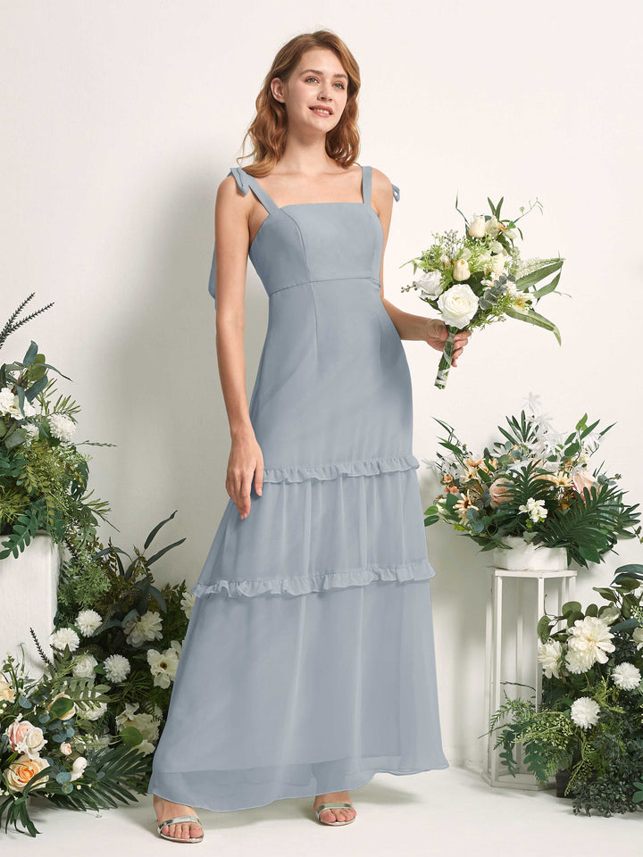 Carlyna Robe Trapèze Longueur Sol Col Droit Volants Mousseline demoiselle d&