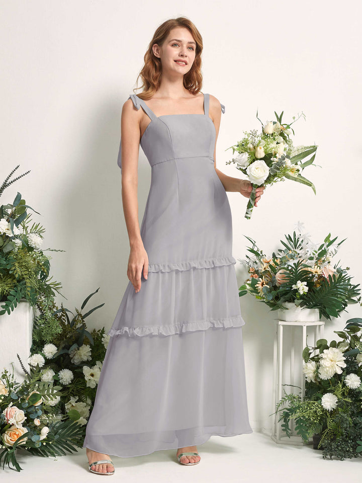 Carlyna Robe Trapèze Longueur Sol Col Droit Volants Mousseline demoiselle d&
