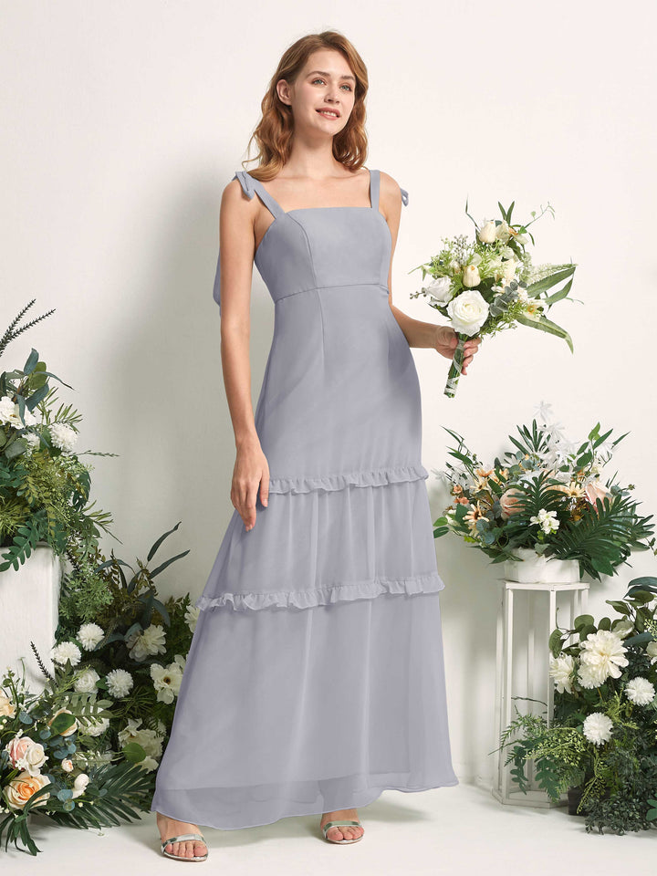 Carlyna Robe Trapèze Longueur Sol Col Droit Volants Mousseline demoiselle d&