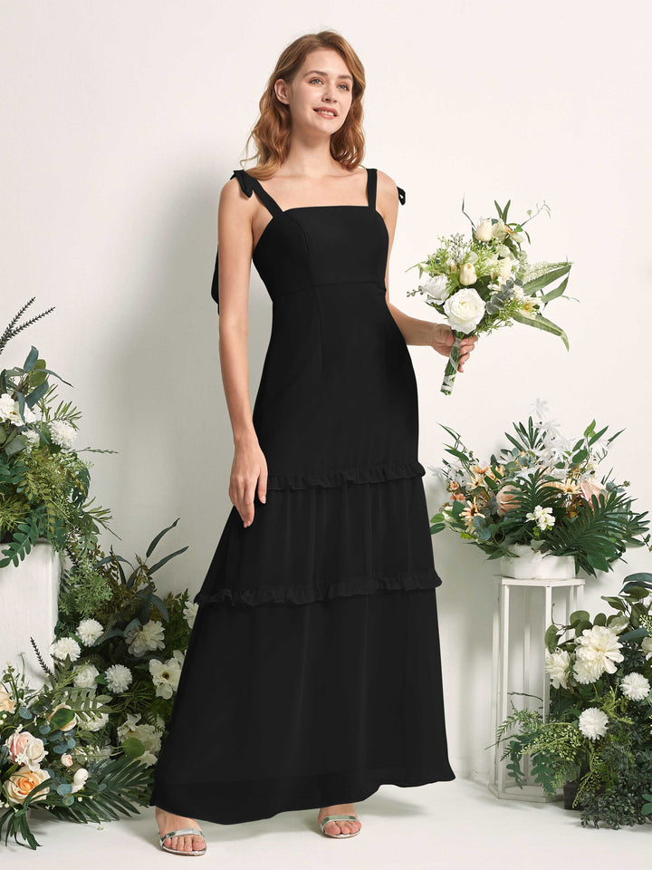 Carlyna Robe Trapèze Longueur Sol Col Droit Volants Mousseline demoiselle d&