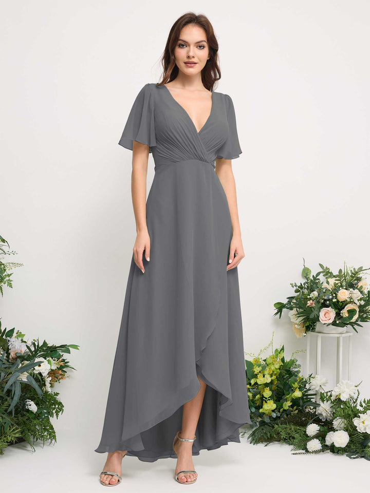 Carlyna Robe Trapèze Mousseline Col V Longueur ras du sol Robe de demoiselle d&