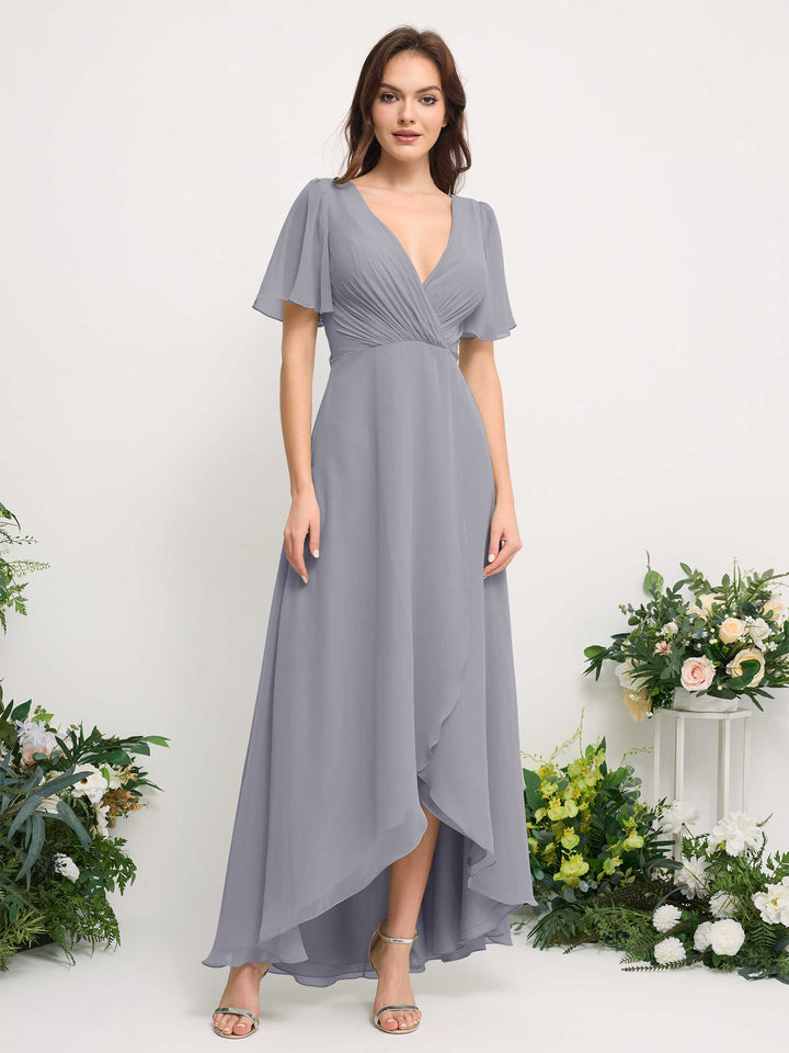 Carlyna Robe Trapèze Mousseline Col V Longueur ras du sol Robe de demoiselle d&