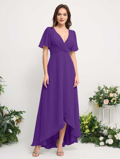 Carlyna Robe Trapèze Mousseline Col V Longueur ras du sol Robe de demoiselle d'honneur Régence #couleur_r-gence